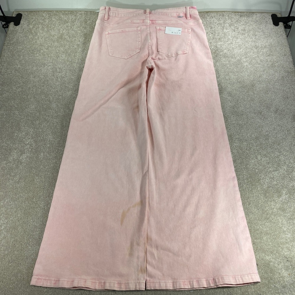 Risen Jeans Wide Leg Jeans Womens 1XL Pink Acid Wash High Rise Streetwear - Picture 11 of 14